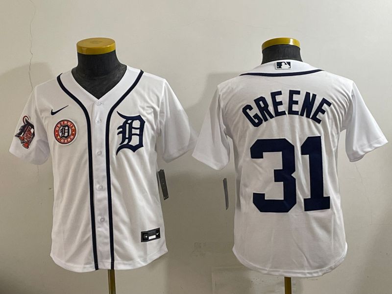 Youth 2025 Detroit Tigers 31 Greene White Game Nike MLB Jersey style 7